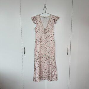 NA-KD Lace Insert Frill Sleeve Midi Dress